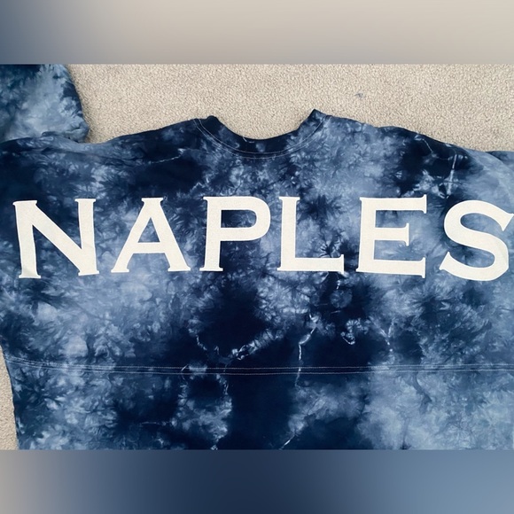 NAPLES Blue White Tie Dye Logo T Shirt in XL - Picture 5 of 7